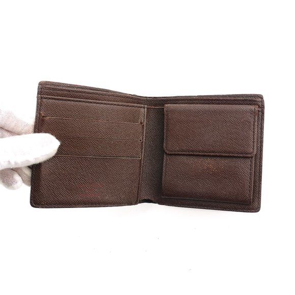 LOUIS VUITTON Marco Damier Ebene Canvas Leather Bifold Mens Wallet Spain - Picture 4 of 10